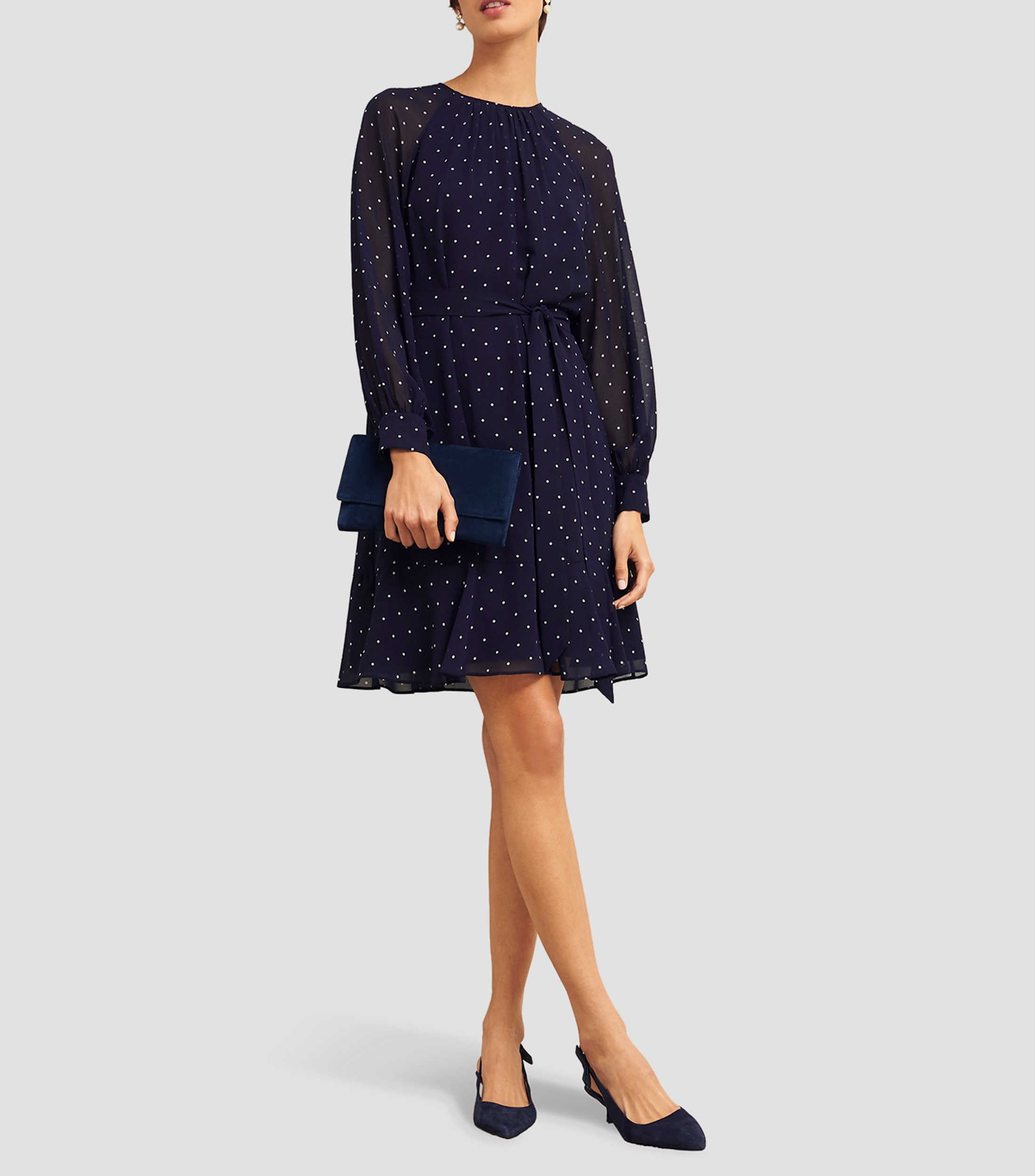 Vestido Midi manga larga con polkadots Rosie Mujer